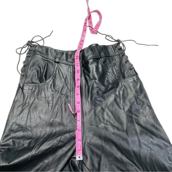 Vintage Leather Gallery Black Leather Lace Front Pants - Size 8 - Picture 9 of 11